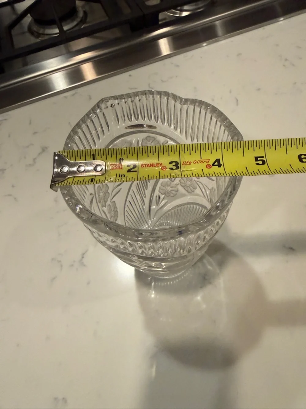 Crystal Clear Vase With Elaborate Etched Detailing Vintage